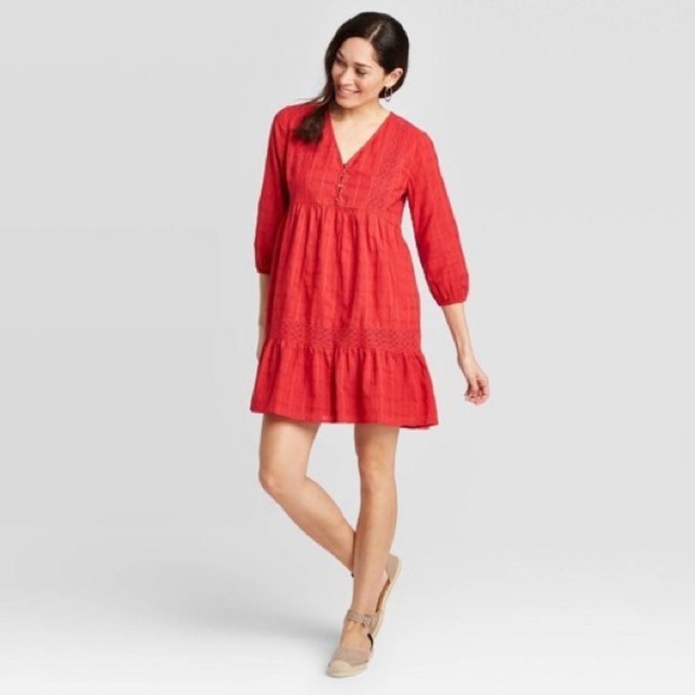 NWT Knox Rose 3/4 Sleeve Tiered Mini Dress